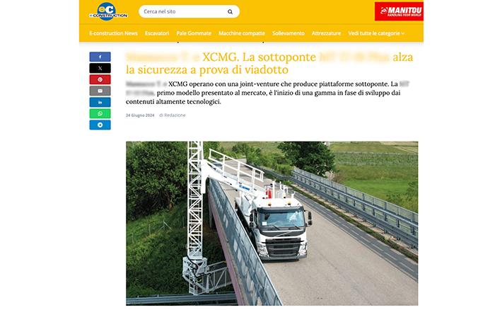 欧洲媒体e-CONSTRUCTION点赞俄罗斯专享会桥梁检测车